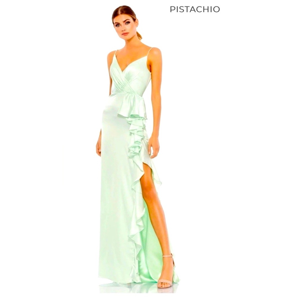 *Mac Duggal Long Formal Satin Ruffle Gown Prom Dress Size 2 Style #67815C